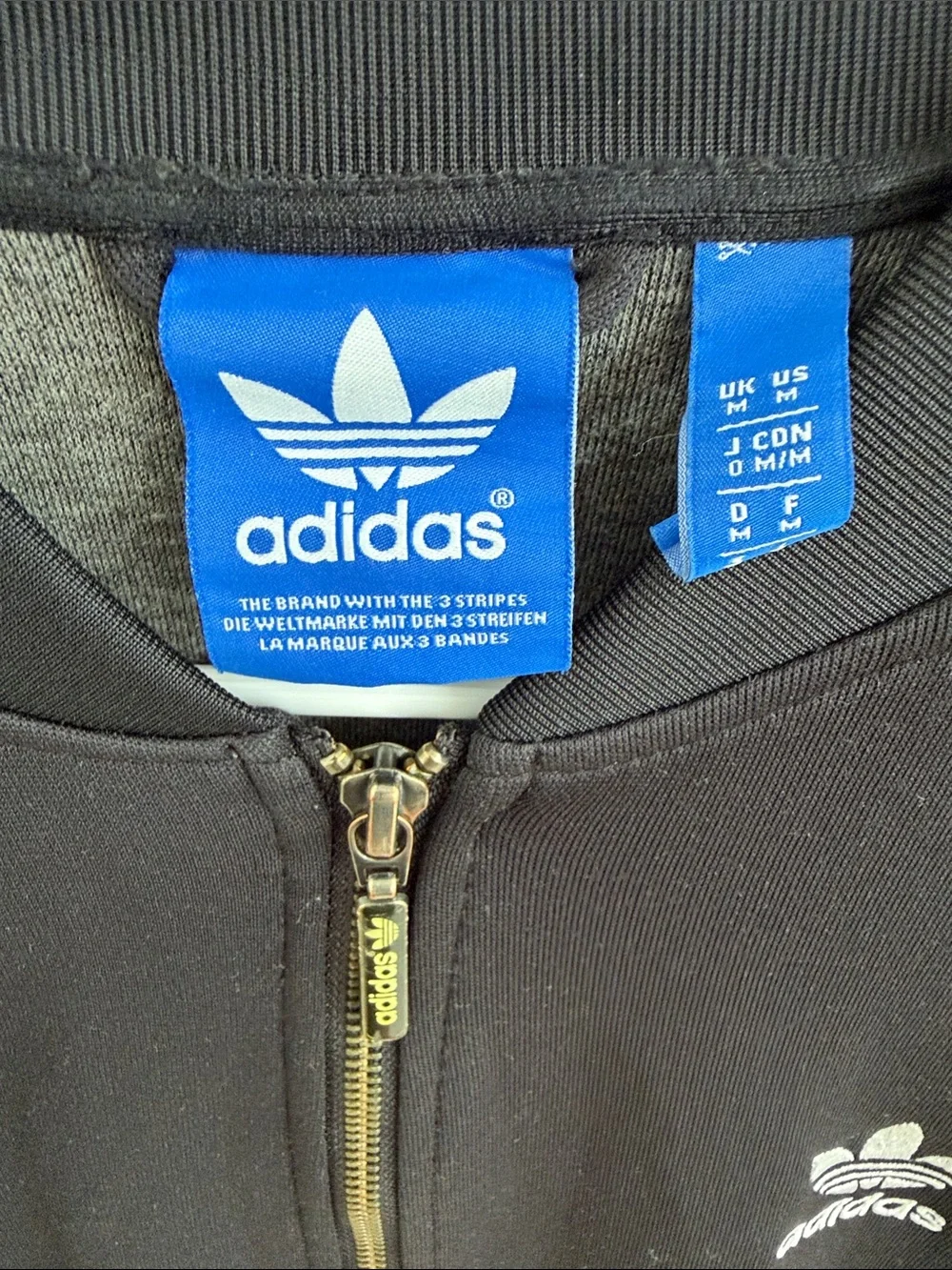 adidas Black Track Jacket with White Three Stripes Vintage
